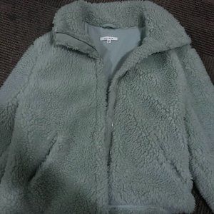 Light green zip up cozy jacket (womens size S)